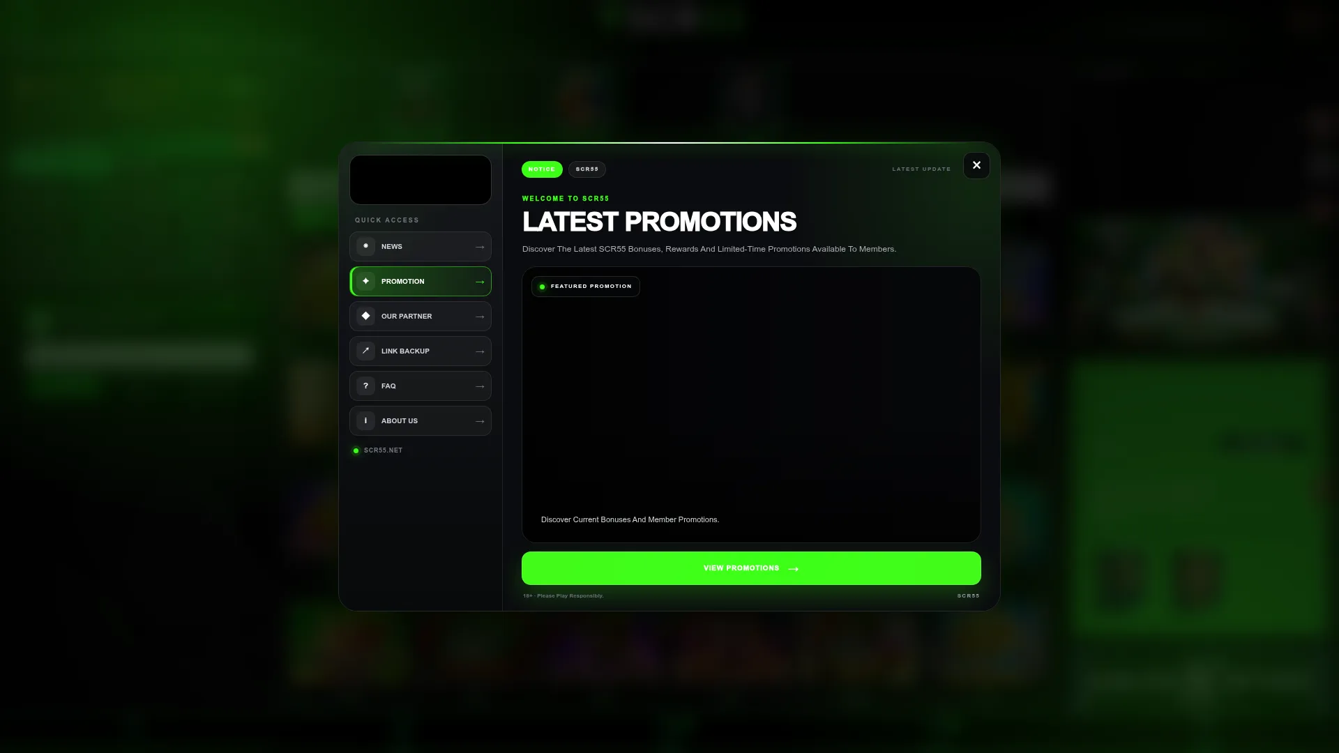 Scr55 Casino desktop casino interface